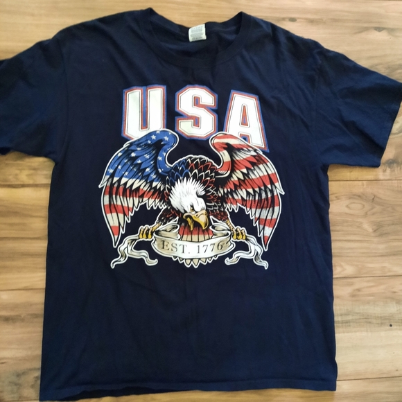 Fruit of the Loom Other - Men's size Large short sleeve shirt. USA EST. 1776 Bald eagle shirt.